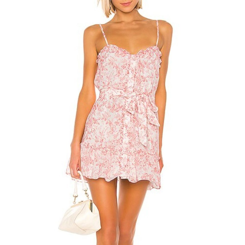 Lovers + Friends Spencer Mini Belted Dress In Red French Floral M​​